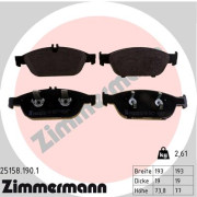 25158.190.1 Sada brzdových destiček, kotoučová brzda ZIMMERMANN