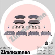 25250.190.2 Sada brzdových destiček, kotoučová brzda ZIMMERMANN