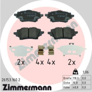 26153.160.2 Sada brzdových destiček, kotoučová brzda ZIMMERMANN