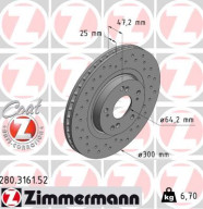 280.3161.52 Brzdový kotouč SPORT BRAKE DISC COAT Z ZIMMERMANN