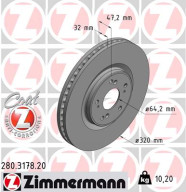 280.3178.20 ZIMMERMANN brzdový kotúč 280.3178.20 ZIMMERMANN