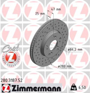 280.3187.52 ZIMMERMANN brzdový kotúč 280.3187.52 ZIMMERMANN