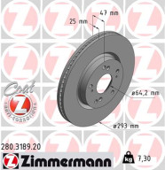 280.3189.20 ZIMMERMANN brzdový kotúč 280.3189.20 ZIMMERMANN