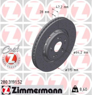 280.3191.52 Brzdový kotouč SPORT BRAKE DISC COAT Z ZIMMERMANN