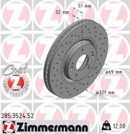 285.3524.52 Brzdový kotouč SPORT BRAKE DISC COAT Z ZIMMERMANN