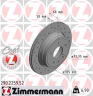 290.2259.52 Brzdový kotouč SPORT BRAKE DISC COAT Z ZIMMERMANN