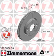 320.3806.20 ZIMMERMANN brzdový kotúč 320.3806.20 ZIMMERMANN