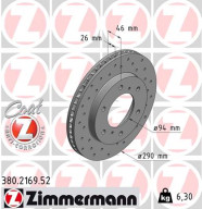 380.2169.52 Brzdový kotouč SPORT BRAKE DISC COAT Z ZIMMERMANN