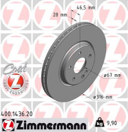 400.1436.20 Brzdový kotouč COAT Z ZIMMERMANN