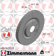 400.3629.20 ZIMMERMANN brzdový kotúč 400.3629.20 ZIMMERMANN