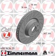 400.3634.20 Brzdový kotouč COAT Z ZIMMERMANN