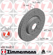 400.3648.52 Brzdový kotouč SPORT BRAKE DISC COAT Z ZIMMERMANN