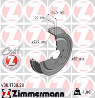 430.1780.20 ZIMMERMANN brzdový bubon 430.1780.20 ZIMMERMANN