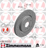 430.2651.52 Brzdový kotouč SPORT BRAKE DISC COAT Z ZIMMERMANN