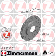 440.2034.52 Brzdový kotouč SPORT BRAKE DISC COAT Z ZIMMERMANN