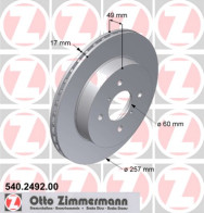 540.2492.00 ZIMMERMANN brzdový kotúč 540.2492.00 ZIMMERMANN