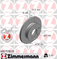 600.1598.20 ZIMMERMANN brzdový kotúč 600.1598.20 ZIMMERMANN