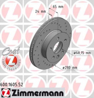 600.1605.52 ZIMMERMANN brzdový kotúč 600.1605.52 ZIMMERMANN