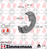 600.1969.20 ZIMMERMANN brzdový bubon 600.1969.20 ZIMMERMANN