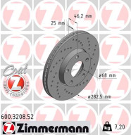 600.3208.52 ZIMMERMANN brzdový kotúč 600.3208.52 ZIMMERMANN