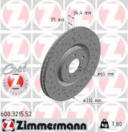 600.3215.52 ZIMMERMANN brzdový kotúč 600.3215.52 ZIMMERMANN