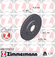 600.3250.52 Brzdový kotouč SPORT BRAKE DISC COAT Z ZIMMERMANN