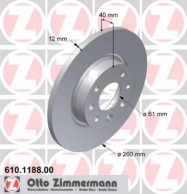 610.1188.00 ZIMMERMANN brzdový kotúč 610.1188.00 ZIMMERMANN