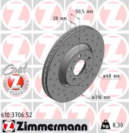 610.3706.52 Brzdový kotouč SPORT BRAKE DISC COAT Z ZIMMERMANN