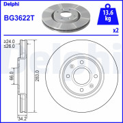 BG3622T Brzdový kotouč DELPHI