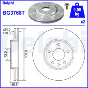 BG3768T Brzdový kotouč DELPHI