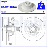 BG9411RSC Brzdový kotouč DELPHI