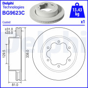 BG9623C DELPHI brzdový kotúč BG9623C DELPHI