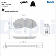 LP3682 Sada brzdových destiček, kotoučová brzda DELPHI