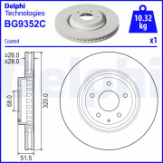 BG9352C Brzdový kotouč DELPHI