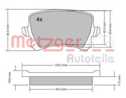 1170116 Sada brzdových destiček, kotoučová brzda METZGER