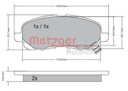 1170133 Sada brzdových destiček, kotoučová brzda METZGER