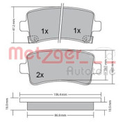 1170152 Sada brzdových destiček, kotoučová brzda METZGER