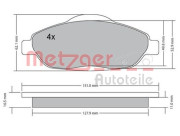 1170194 Sada brzdových destiček, kotoučová brzda METZGER