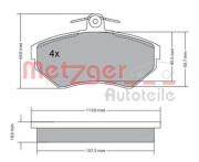 1170214 Sada brzdových destiček, kotoučová brzda GREENPARTS METZGER