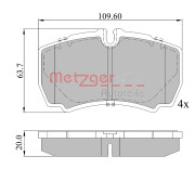 1170226 Sada brzdových destiček, kotoučová brzda GREENPARTS METZGER