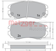 1170262 Sada brzdových destiček, kotoučová brzda METZGER