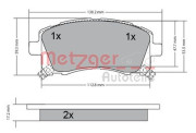 1170416 Sada brzdových destiček, kotoučová brzda METZGER