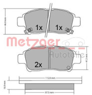 1170436 Sada brzdových destiček, kotoučová brzda METZGER