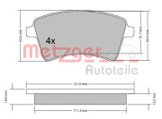 1170467 Sada brzdových destiček, kotoučová brzda GREENPARTS METZGER