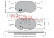 1170517 Sada brzdových destiček, kotoučová brzda METZGER