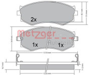 1170603 Sada brzdových destiček, kotoučová brzda METZGER