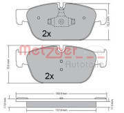 1170619 Sada brzdových destiček, kotoučová brzda GREENPARTS METZGER