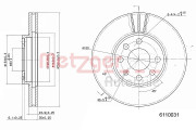 6110031 Brzdový kotouč COATED METZGER