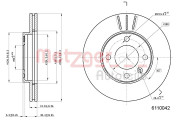 6110042 Brzdový kotouč COATED METZGER