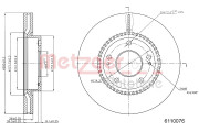 6110076 Brzdový kotouč COATED METZGER